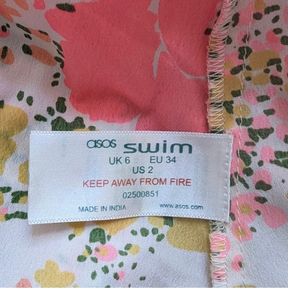 ASOS Swim Tropical Abstract Print Backless Mini Dress Swim Suite Cover-up Sz. 2 - Picture 5 of 6
